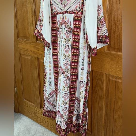 Thobe Size 6 -US SZ 18-20-22-24 White Red Embroidery Beaded Middle Eastern Dress - Picture 5 of 12